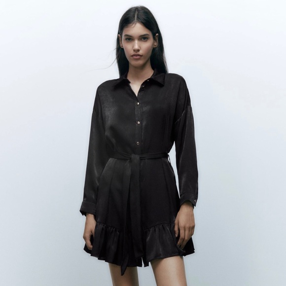Zara Dresses & Skirts - Zara Satin Shirt Dress